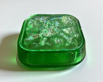 Green Epoxy Resin Jewelry Box, Trinket Storage Organizer, Ring Holder, Candy Dish