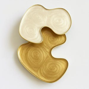 Plateau en résine organique, Catchall à bords dorés, Décoration de vanité faite main, Support polyvalent