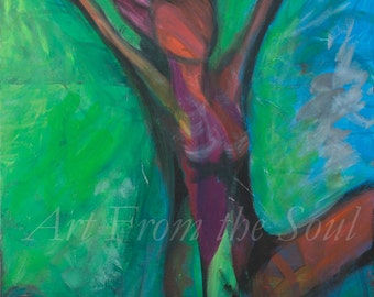 Express Yourself - Whimsical Figurative Woman Dancing 8x8" Print