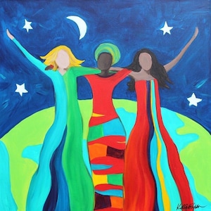 We Are All In This Together- 8x8&quot; Original Global Women Unity Art Print