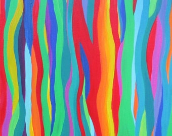 Rainbow Eucalyptus 5- 12x16 Abstract Colorful Original Acrylic Painting on Canvas