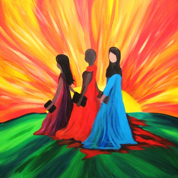 Women of Courage 11-Colorful Global Multicultural Women 8x8 Print