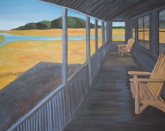 Retirement- Original Landscape Porch Country Farm 8x10 PRINT