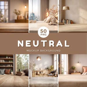 Neutral Mockup Hintergrund Bundle - 50 PNG Minimal Szenen (2048x2048)
