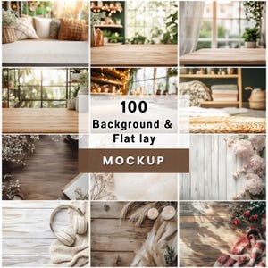 100 Background & Flat Lay Mockups, Product Backgrounds, PNG (Digital Download)