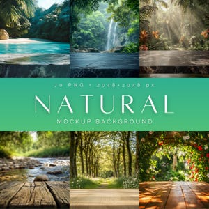 Natural Mockup Background Bundle - Product Display, 70 PNG (Digital Download, 2048x2048 px)