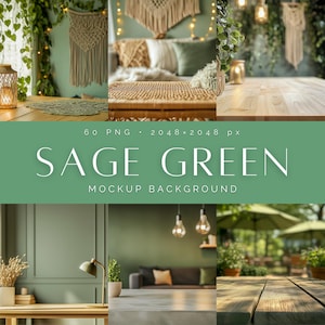 Sage Green Mockup Backgrounds - Table background, Product Displays (60 PNG, 2048x2048 px)