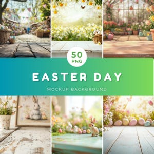 Easter day mockup background - 50 PNG, Festive Product Display