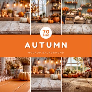 Autumn Mockup Background Bundle - 70 Cozy Fall Product Displays (PNG Files, 3000x3000 px)