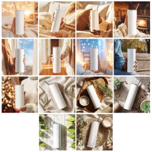Canva tumbler mockup with ready-to-use white product, Stainless steel tumbler with design space on clean table, Top-down mockup of tumbler with customizable area in center, Photorealistic tumbler mockup with editable Canva template, Simple product mockup with blank tumbler for display, Straight-on PNG tumbler isolated for easy overlay, 20oz skinny tumbler on soft background for brand presentation, Neutral tumbler mockup for minimal or boho-style shops, product mockup featuring tumbler on desk