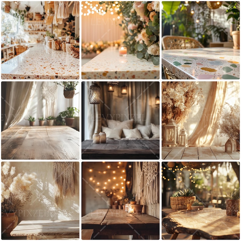 Layered cotton and linen fabric with organic folds and open center, Boho neutral backdrop with abstract natural elements and light grain, Rough wall texture in off-white with soft bohemian styling, Earth-tone blanket backdrop with minimal decor and mockup space, Natural fiber basket and beige cloth setup with warm lighting, Textured canvas background with boho dreamcatcher elements, Faded wooden plank background with organic texture and light shadows, Boho-styled tabletop