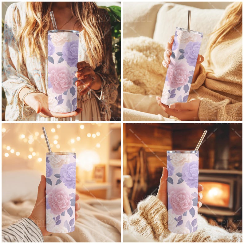 scene featuring a stainless tumbler and blank space, Isolated tumbler PNG mockup with transparent background, 20oz tumbler standing on soft neutral backdrop, Top view tumbler mockup ideal for sublimation designs, White tumbler mockup placed on light surface with soft glow, Real photo mockup of blank tumbler with editable layer, Lifestyle tumbler scene with modern table background, Tumbler mockup with lid in bright natural light, Side-angle tumbler PNG with matte finish for branding mockup