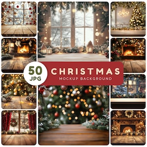 Christmas Mockup backgrounds - Table background, Display product (50 JPG, Digital download)