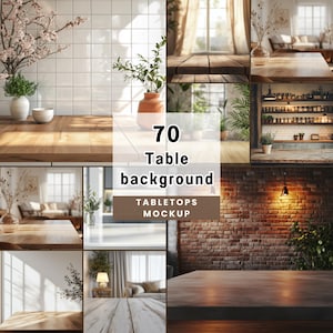 70 Tabletop Background Mockups: Product Display PNG Backdrops (Digital download)