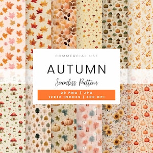 Autumn Seamless Patterns: Fall Digital Paper Bundle (JPG & PNG)
