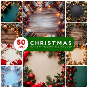 Christmas flat lay mockup background bundld - Cozy Winter Backgrounds (Digital download)