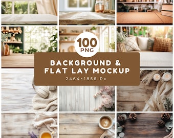 100 Hintergrund & Flat Lay Mockups, Produkthintergründe, PNG (Digital Download)