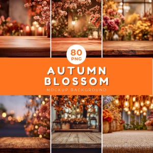 Herbstblüte Mockup Hintergrund: 80 Florale PNGs für Produkt-Mockups