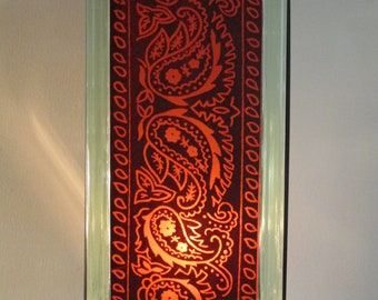 Red Bandana Lighted Glass Block Lamp, Retro Western Decor