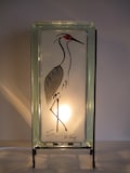 Sand Hill Crane Lighted Glass Block, zen decor, Nebraska gift, upcycled bird art, bird collector gift, birder gift