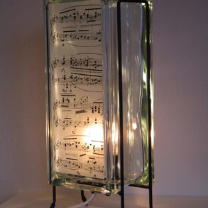 Piano Music lighted glass block, upcycled glass block sheet music night light, music teacher gift, music room lamp, gift for Mom image 2