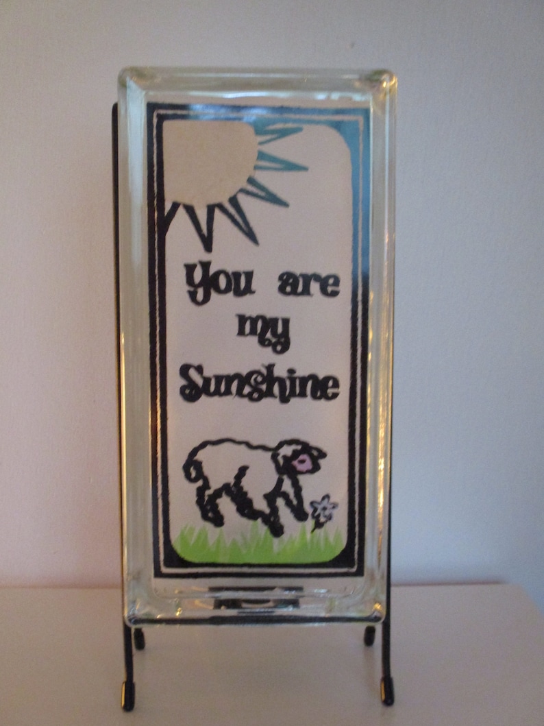 You Are My Sunshine Lamp Handcrafted Upcycled Glass Block Etsy