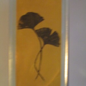 Gingko leaves lighted glass block, Gingko gift, ginko biloba upcycled 50's retro gingko leaves night light, fall decor Bild 4