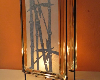 Bamboo Glass Block Night Light, Tropical Zen Decor