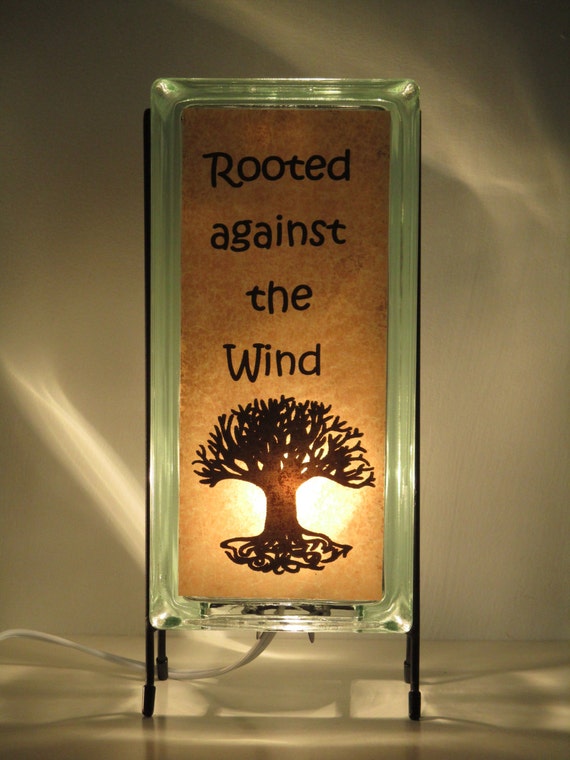 Tree Of Life Night Light Upcycled Glass Block Rooted Image 0