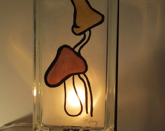 Retro Mushroom Glass Block Light, Upcycled Kitchen Decor