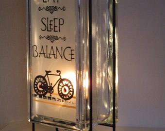 Bicycle night light  Eat Sleep Balance lighted glass block bicycle kids room night light gift for dad mid-century modern