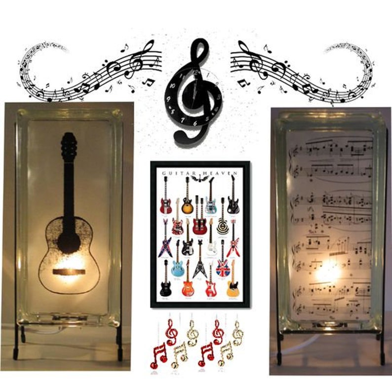 Piano Music lighted glass block, upcycled glass block sheet music night light, music teacher gift, music room lamp, gift for Mom image 4