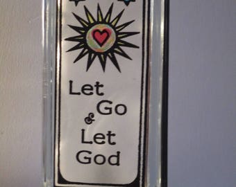 Let Go Let God Lighted Glass Block Lamp, Religious Gift