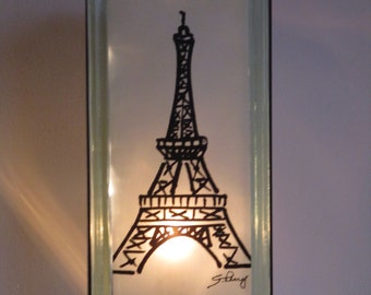 Eiffel Tower Lighted Glass Block, Paris Decor, Unique Souvenir
