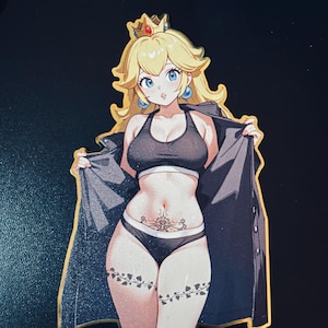 Super Mario Bros Princesa Peach Waifu Gold Metal Card QOS Rainha de Espadas