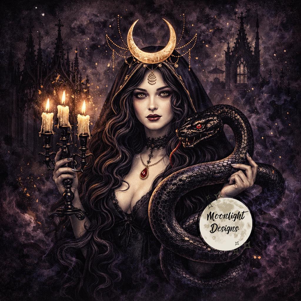 Lilith Color Lilith Goddess Art, Dark Divine Feminine Wall Decor, Gothic Witch Moon ...