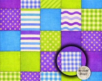 Retro Patchwork Seamless Pattern PNG | Bright 90s Kids Fabric Digital Paper | Colorful Quilt Pattern | Boutique Fabric Design Download