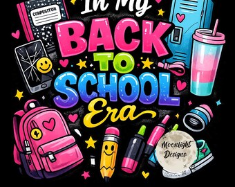 In My Back To School Era Shirt – Trendy Girl First Day Outfit – Pink Aesthetic School Tee – Cute Locker & Backpack Graphic – Tween School