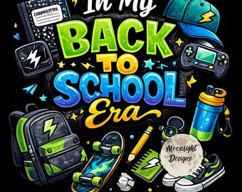 In My Back to School Era Shirt – Trendy Skater Gamer Kid Graphic Tee – Cool Lightning Backpack Design – First Day of School Outfit – Boy Mom