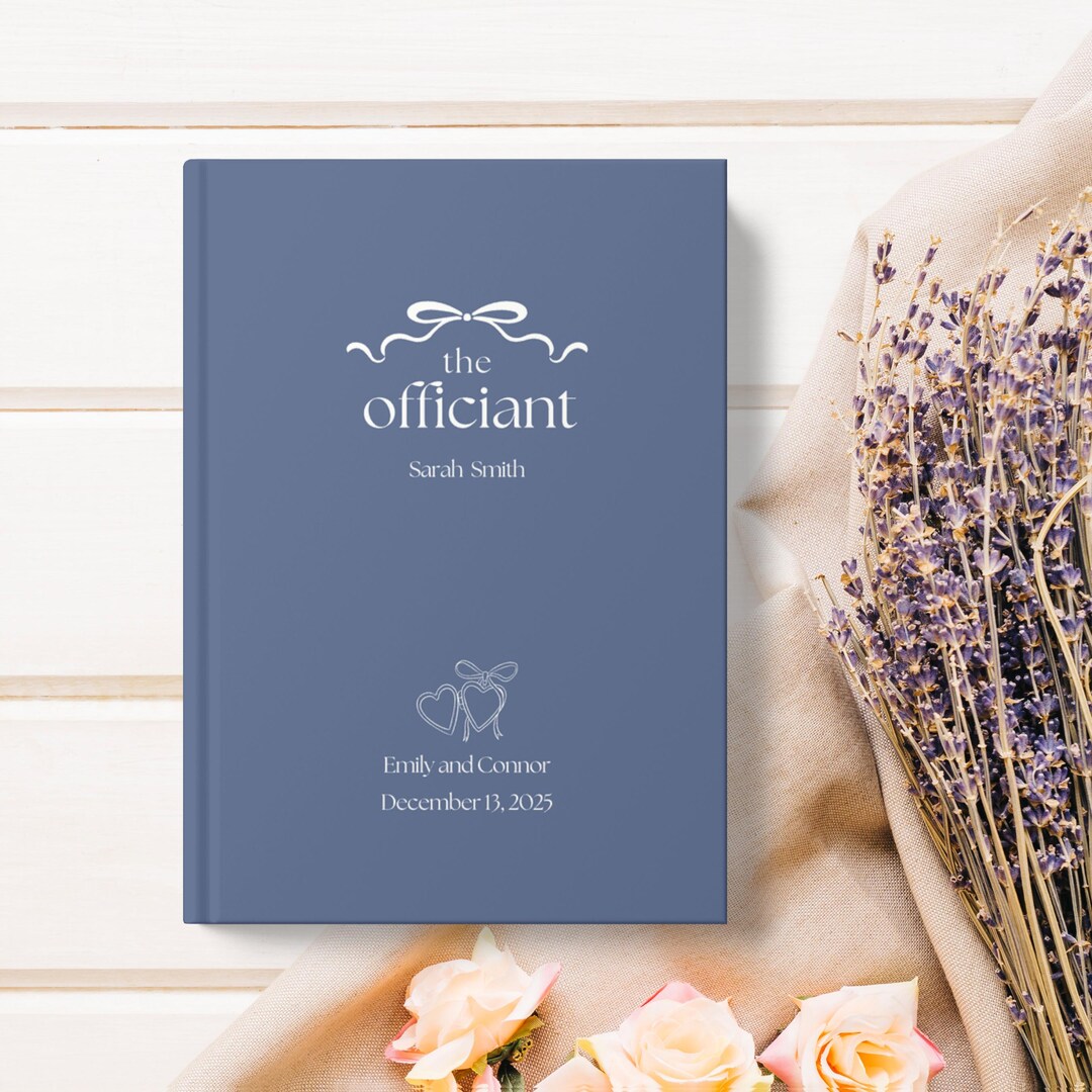 Custom Officiant Book for Wedding , Blue Ceremony Journal for