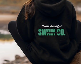 Custom Printed Hooded Sweatshirt | Personalized Hoodie | Your Design, Logo, or Text