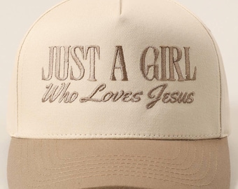 Just A Girl Who Loves Jesus Embroidered Two Tone Vintage Style Trucker Hat