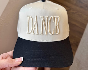 3D Puff Embroidered DANCE Hat | Monochromatic Dancer Side Detail, Studio Apparel