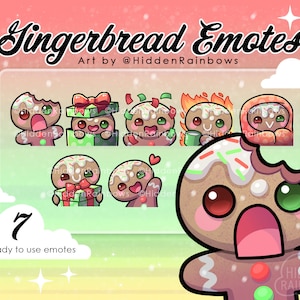 Gingerbread Christmas Twitch Emotes/ Emote Set/ Xmas Cute Emoji Pack, Streaming, Youtube, Discord, chibi, kawaii