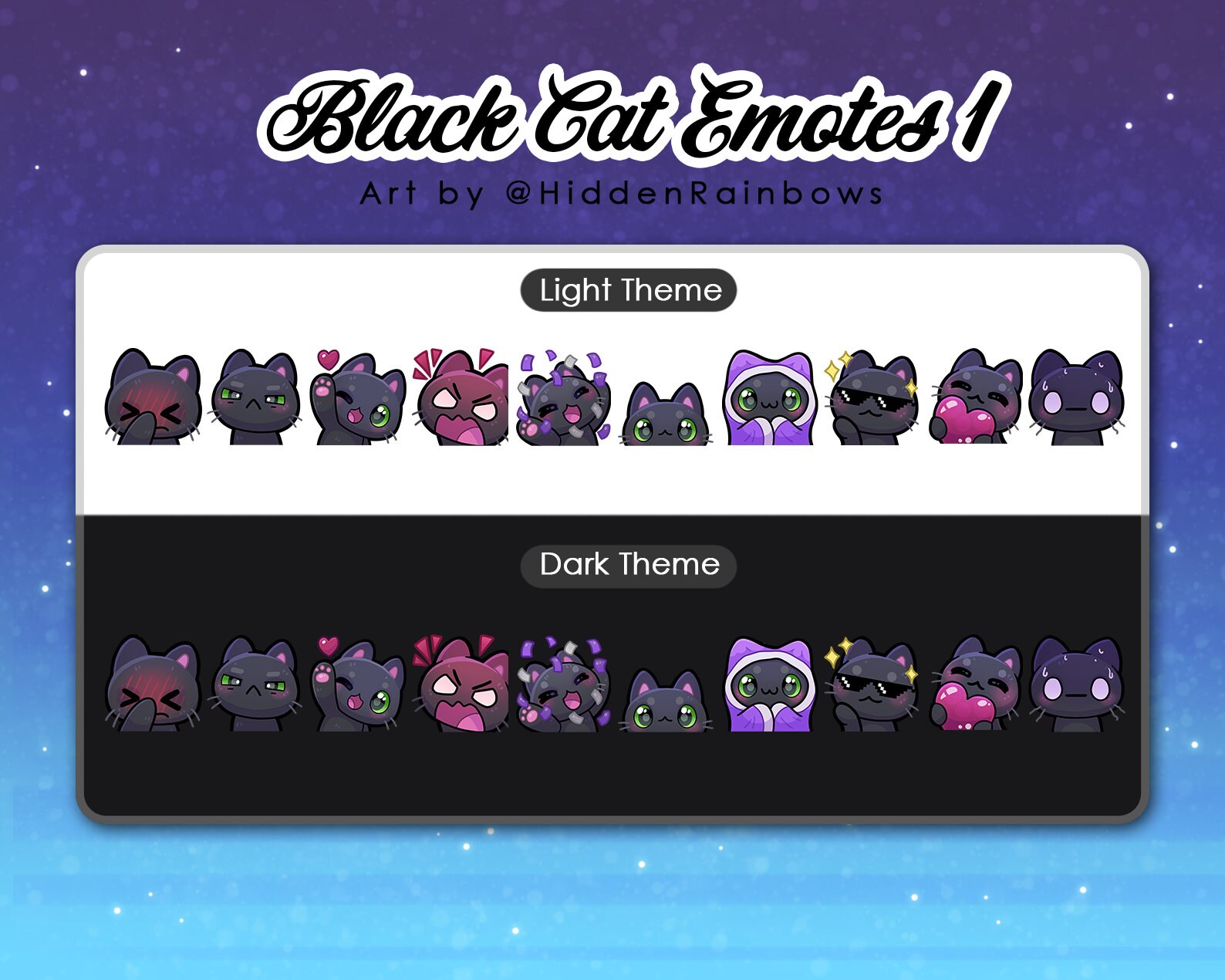 Black Cat Set 1 Twitch Emotes / Cat Emote Set/ Twitch, Youtube ...