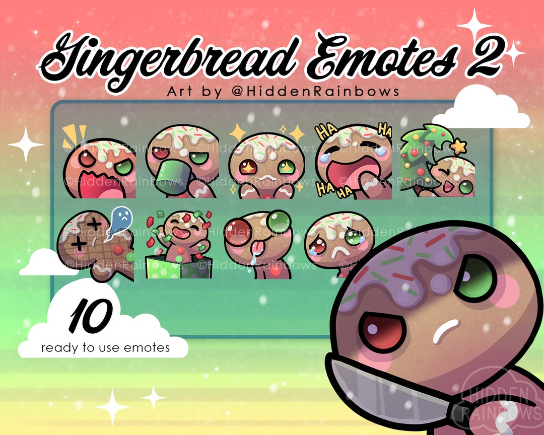 Gingerbread SET 2 Christmas Twitch Emotes/ Emote Set/ Xmas Cute Emoji ...