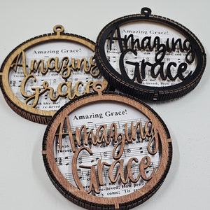 Amazing Grace Christmas Ornament 3 layers - SVG DXF AI laser cutting file - Christmas Hymn