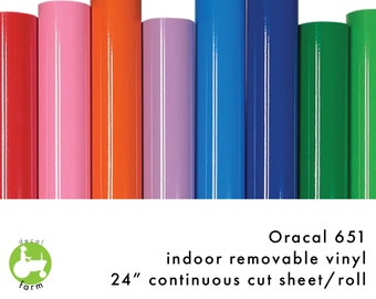 Oracal 651 - 24" by the foot continuous cut rolls, outdoor permanent vinyl