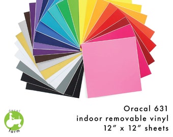 Fogli in vinile Oracal 631 - 12&quot; x 12&quot;, vinile rimovibile, vinile rimovibile interno