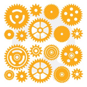 Gears and Cogs, Three Color Set Vinyl Wall Art Decal Sticker image 2